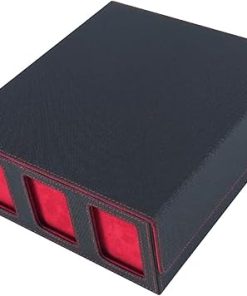Card Storage Box Black Red Holds 1800 Plus Cards for Easy Organization