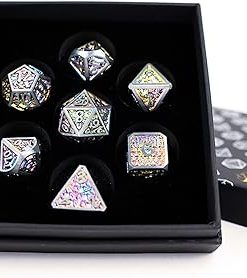 Draco Bright Rainbow Silver Metal RPG Dice Set for Perfect Game 2