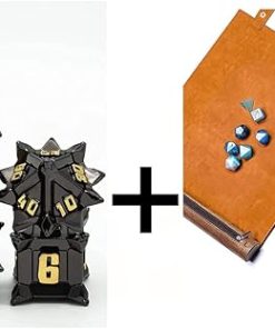Pinwheel Metal Dice Set 7 Pcs with 2 in 1 Dice Mat for RPG D&D