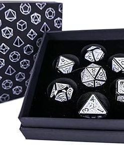 Draco Dark Blue Silver Metal RPG LPG Dice Set for Gaming