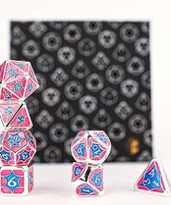 LPG Dice Set Metal RPG Leadlight Blue Pink Silver for Gaming 2