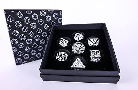 Draco Dark Blue Silver Metal RPG LPG Dice Set for Gaming 2