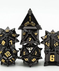 Pinwheel Metal Dice Set 7 Pcs with 2 in 1 Dice Mat for RPG D&D 2