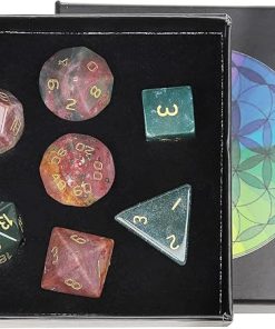 Rockcloud Indian Agate DND Dice Set 7 Healing Crystal with Box